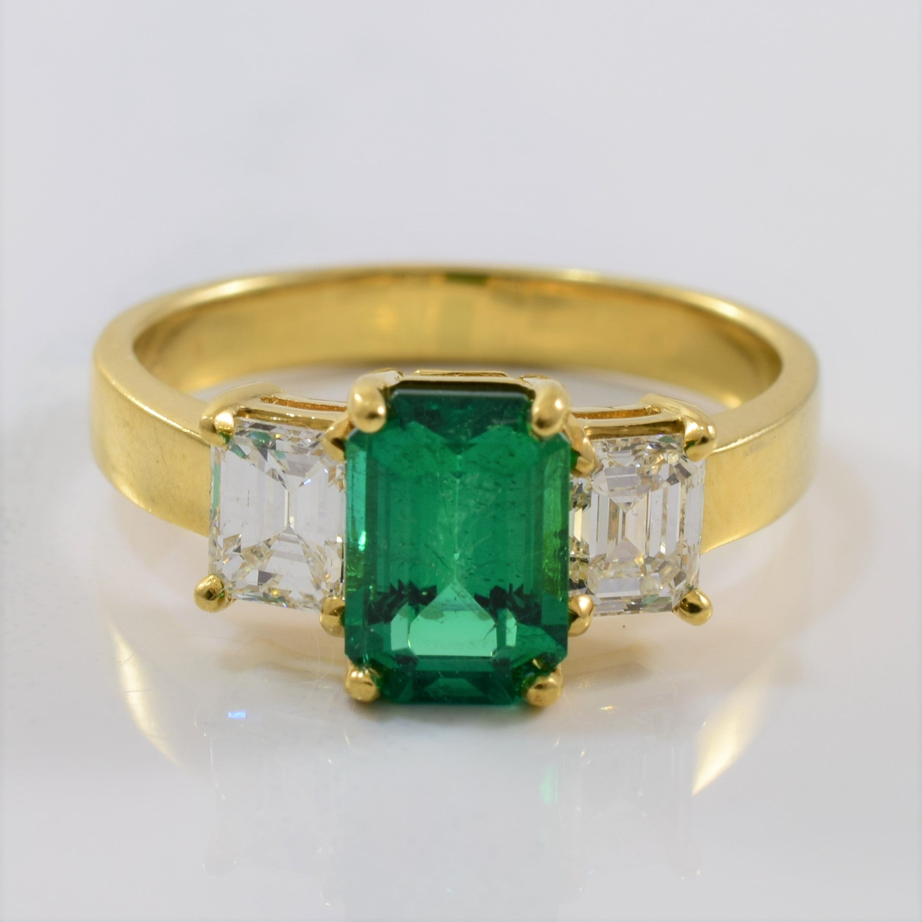 Emerald & Diamond Three Stone Ring | 0.90ctw, 1.50ct | SZ 8 |