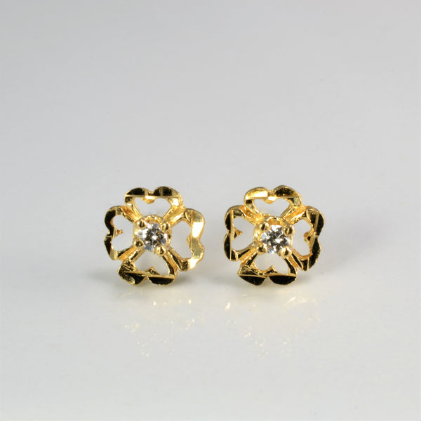 Flower Design Diamond Stud Earrings | 0.08 ctw |