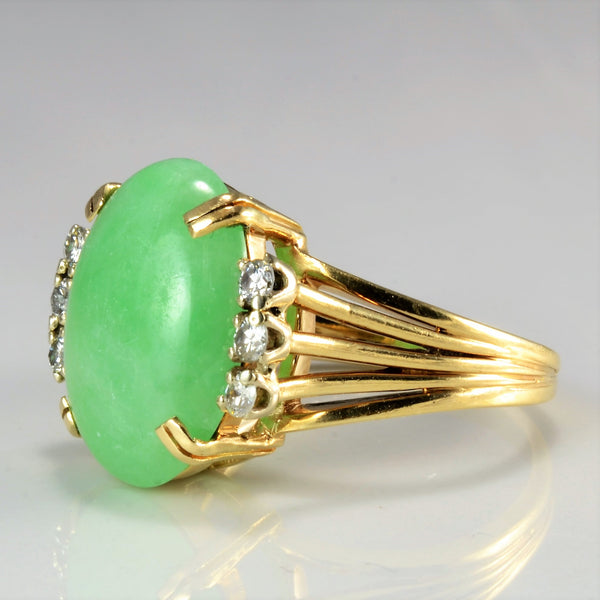 Jade & Diamond Ladies Cocktail Ring | 0.18 ctw, SZ 7.5 |