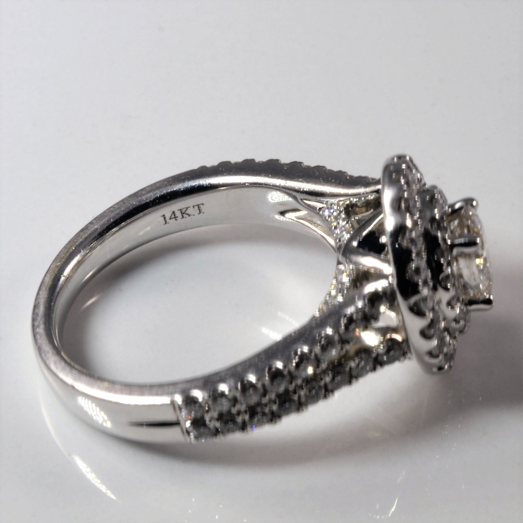 'Vera Wang' Double Halo Oval Engagement Ring | 1.18ctw | SZ 6.5 |