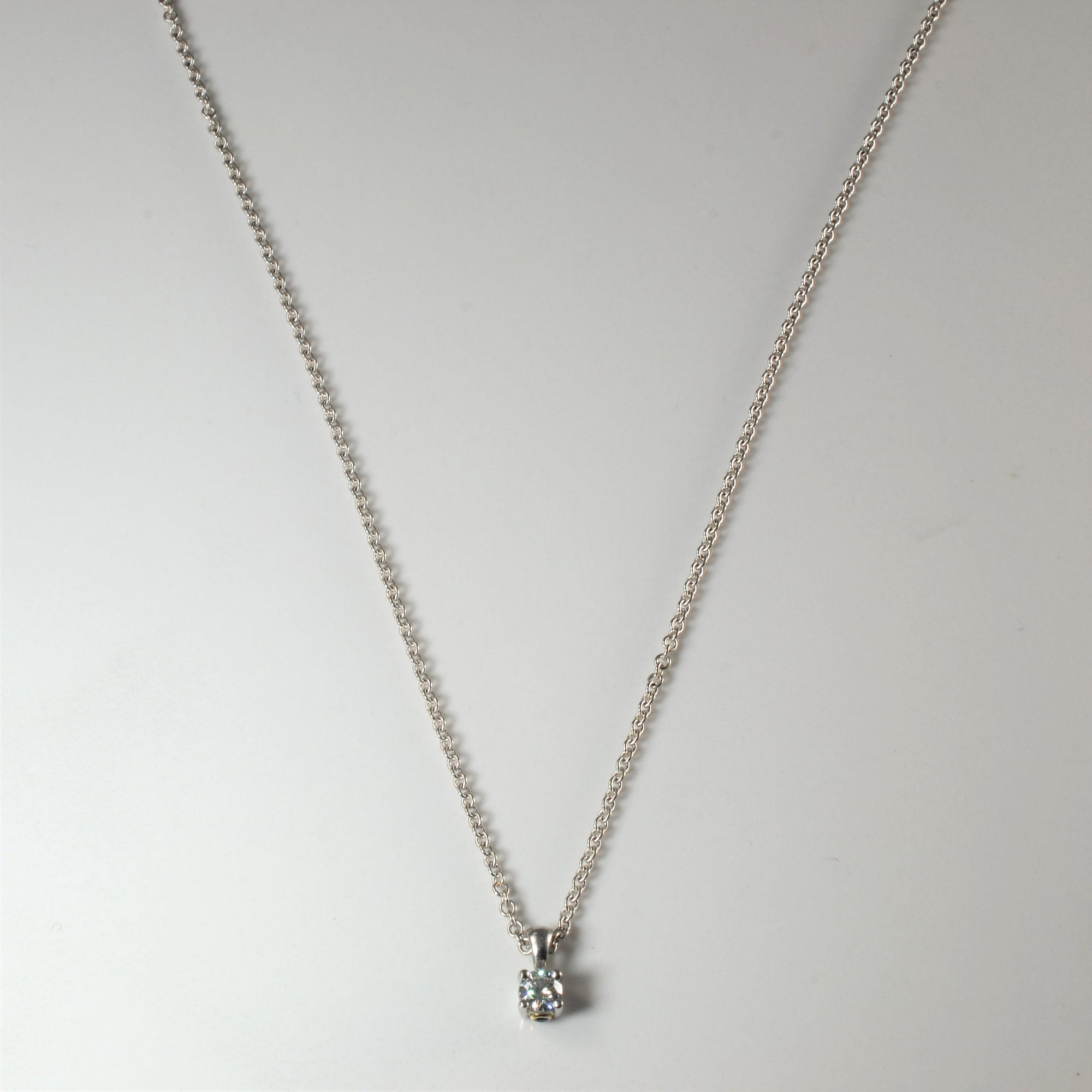 'Birks' Blue Solitaire Diamond Necklace | 0.25ct | 18