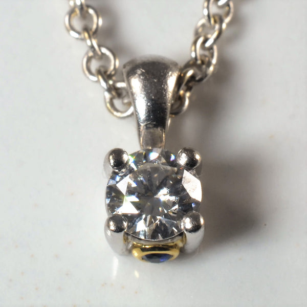 'Birks' Blue Solitaire Diamond Necklace | 0.25ct | 18