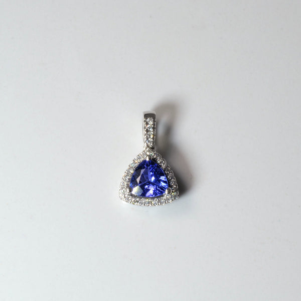 Diamond Halo Trillion Tanzanite Pendant | 0.07ctw, 0.70ct |