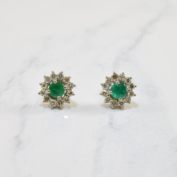 Emerald & Diamond Stud Earrings | 0.50ctw, 0.50ctw |