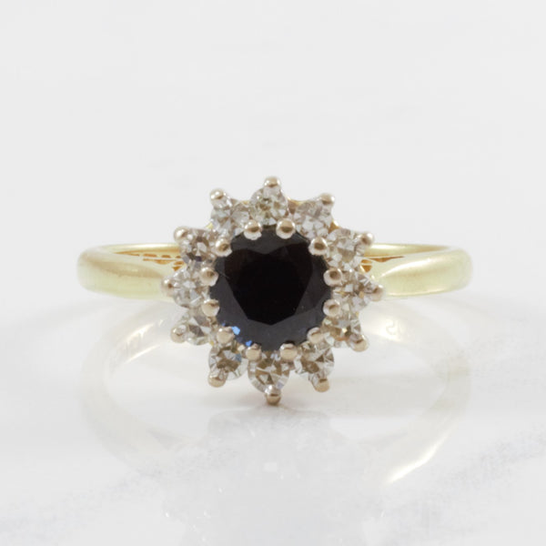 1970s Sapphire & Diamond Halo Ring | 0.30ctw, 1.00ct | SZ 7.75 |