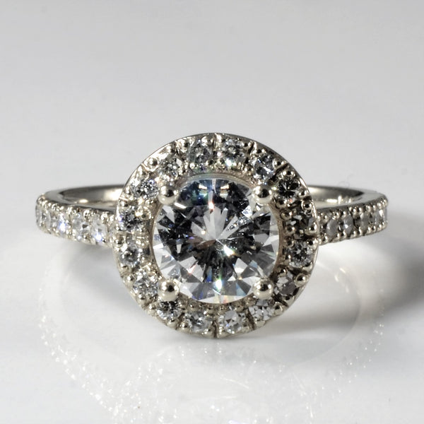 Diamond Pave Halo Engagement Ring | 1.45 ctw, SZ 7 |