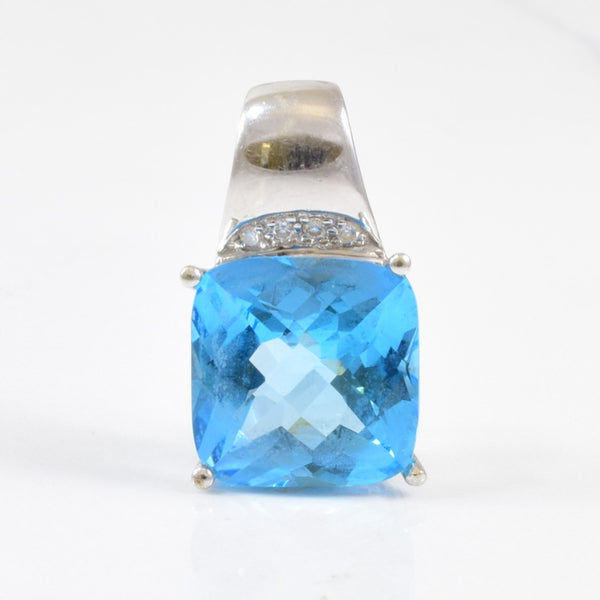 Blue Topaz & Dainty Diamond Pendant | 0.03ctw, 10.00ct |