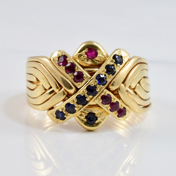 Ruby and Sapphire Puzzle Ring | SZ 10.25 |