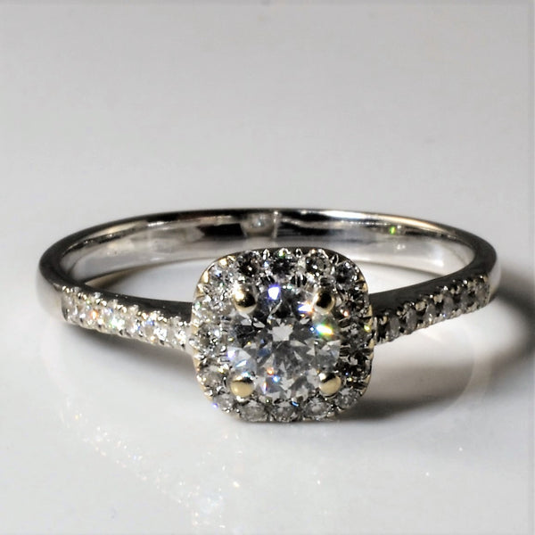 Low Profile Halo Diamond Engagement Ring | 0.63ctw | SZ 8.25 |