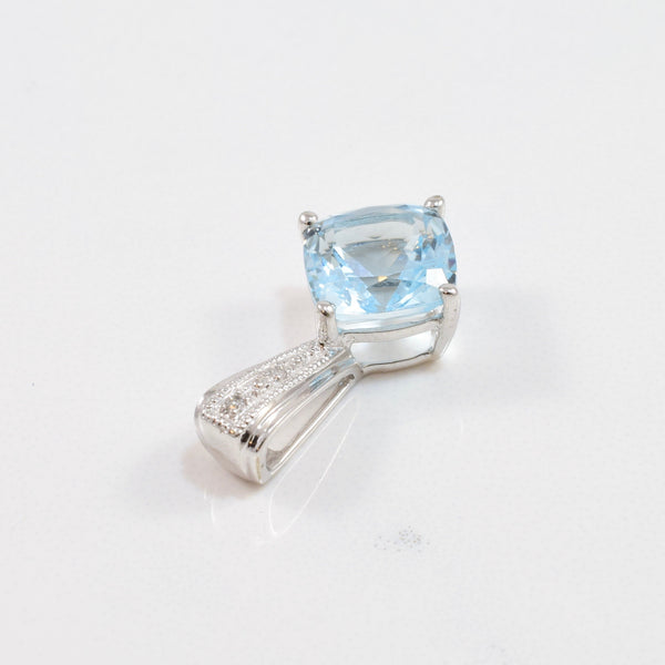 Blue Topaz & Diamond Drop Pendant | 0.01 ctw |