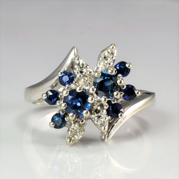 Bypass Cluster Diamond & Sapphire Ring | 0.04 ctw, SZ 6.25 |