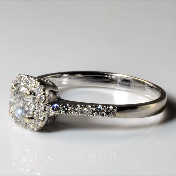 Low Profile Halo Diamond Engagement Ring | 0.63ctw | SZ 8.25 |