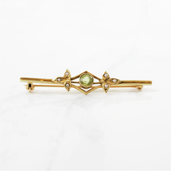 Edwardian Peridot & Seed Pearl Brooch | 0.40ct |