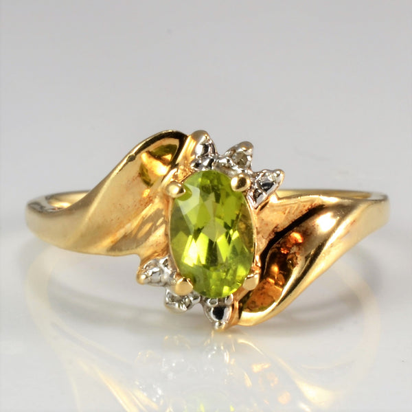 Bypass Peridot & Diamond Ladies Cocktail Ring | 0.01 ctw, SZ 6 |