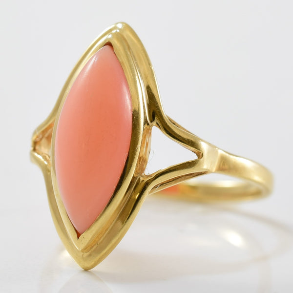 1960s Marquise Cabochon Coral Ring | 2.00ct | SZ 6 |