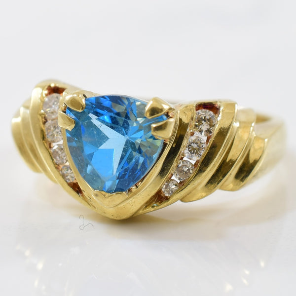 Blue Topaz & Diamond Ring | 0.12ctw, 1.35ct | SZ 6.5 |