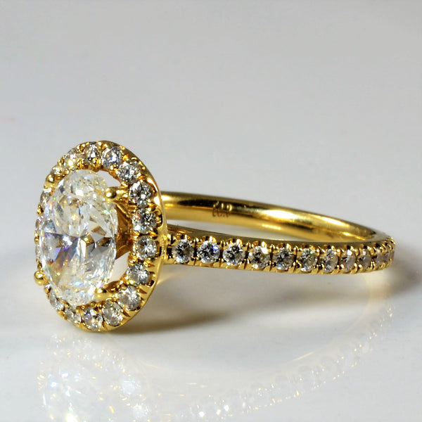 Halo Oval Diamond Engagement Ring | 1.35ctw | SZ 4.25 |