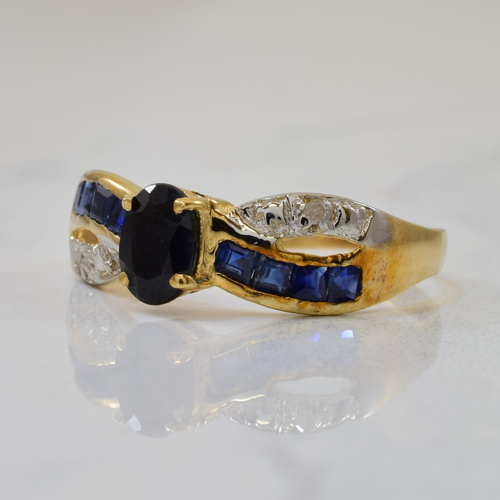 Sapphire & Diamond Bypass Ring | 0.90ctw, 0.02ctw | SZ 7 |