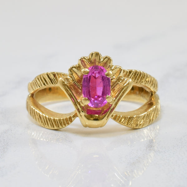 Split Shank Synthetic Ruby Cocktail Ring | 0.50ct | SZ 6.5 |