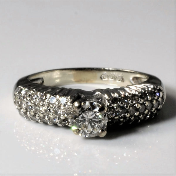 Pave Band Diamond Engagement Ring | 0.61ctw | SZ 4.5 |