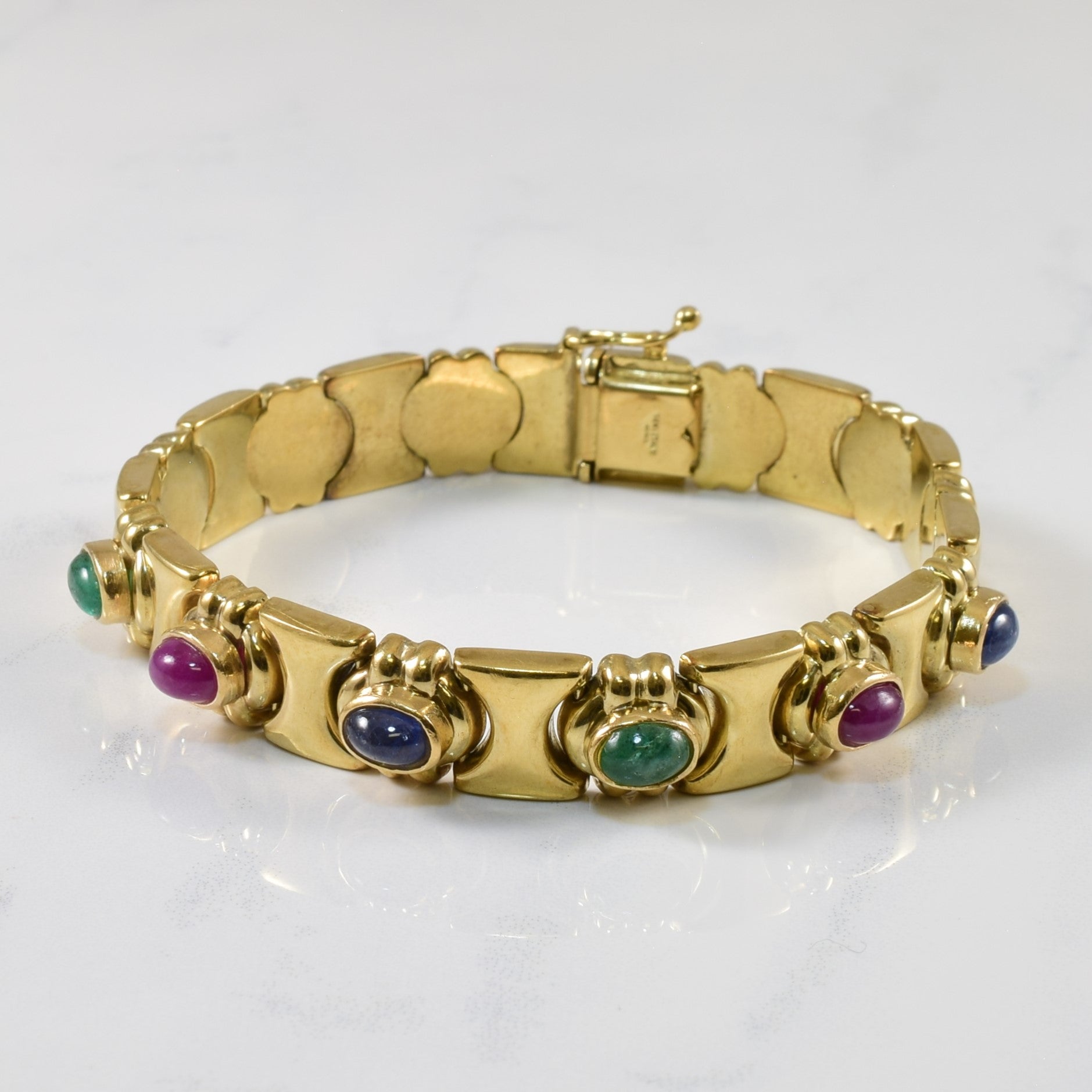 Multi Gem Cabochon Bracelet | 5.00ctw | SZ 7.5