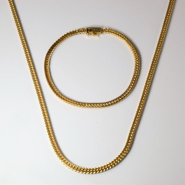 Yellow Gold Wheat Chain & Bracelet Set |