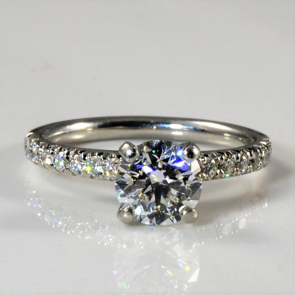 Pave Band Round Brilliant Engagement Ring | 1.35ctw | SZ 6 |