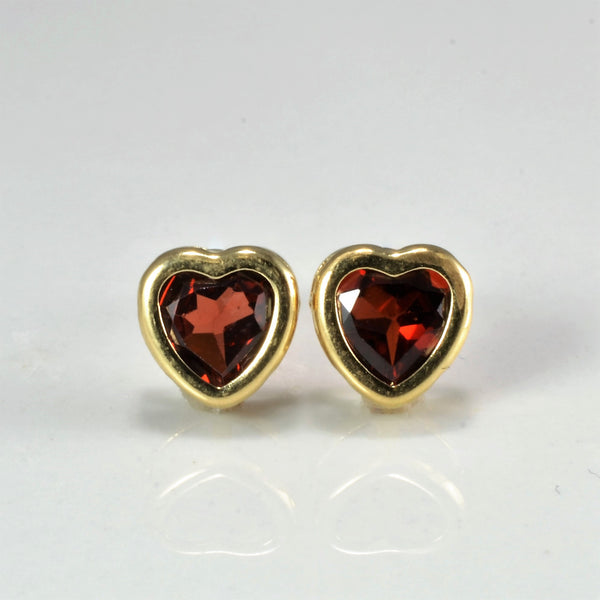 Heart Shape Garnet Studs