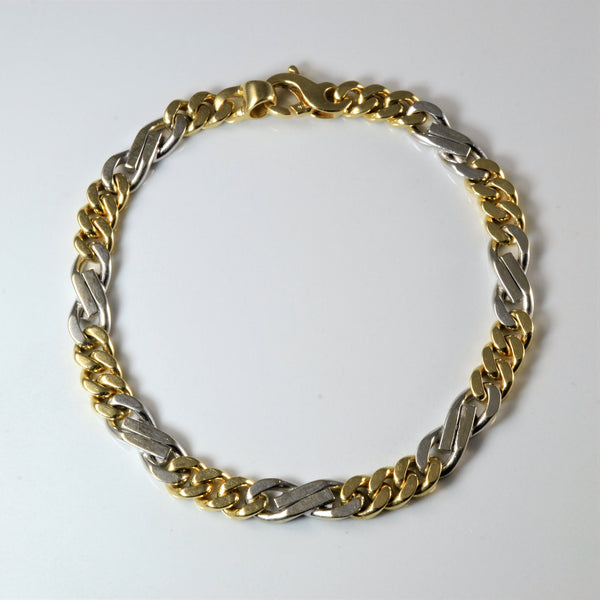 Two Tone Gold Curb Link Chain Bracelet | 8