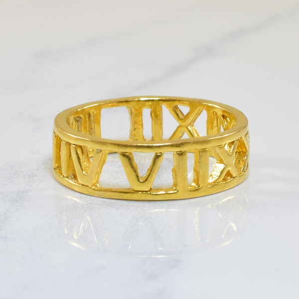 22k Yellow Gold Roman Numeral Ring | SZ 4 |