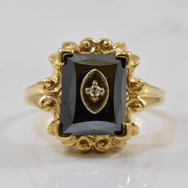 1930s Hematite & Diamond Cocktail Ring | 5.00ct, 0.01ct | SZ 4.75 |