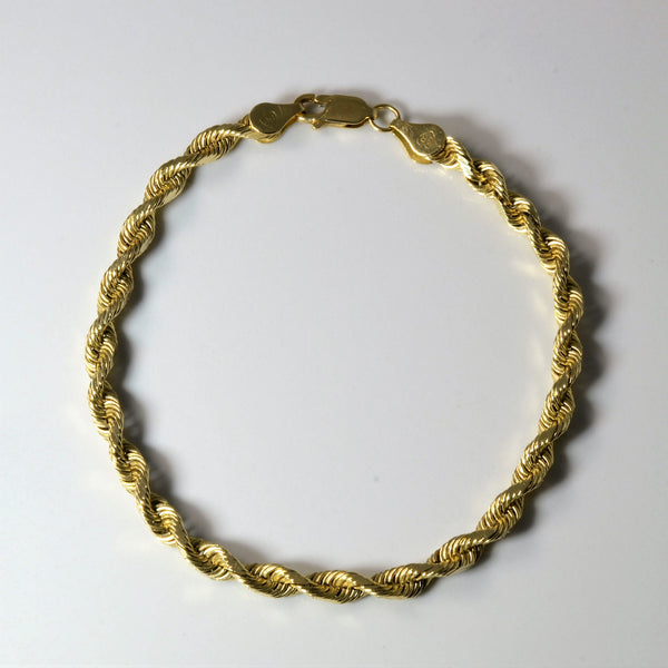 14k Yellow Gold Rope Chain Bracelet | 8