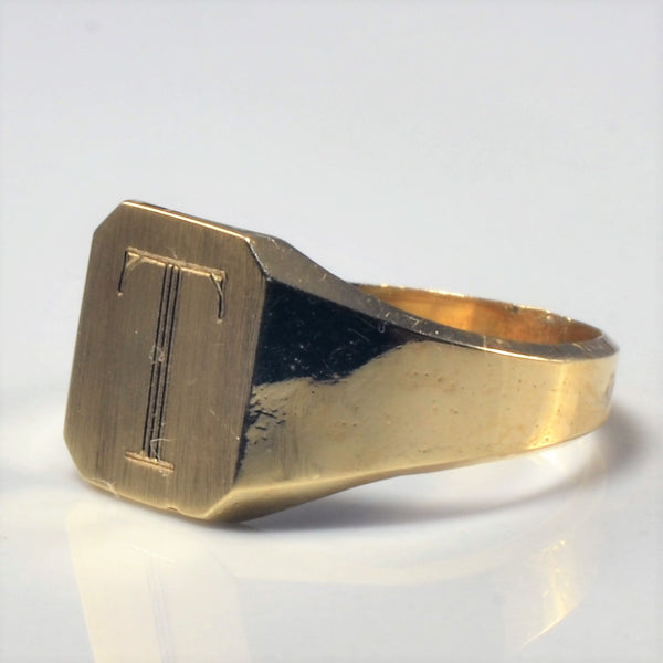 Initial 'T' Yellow Gold Signet Ring | SZ 5.5 |
