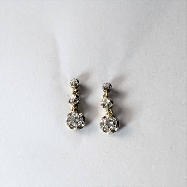 Retro Three Stone Diamond Drop Earrings | 0.80ctw |