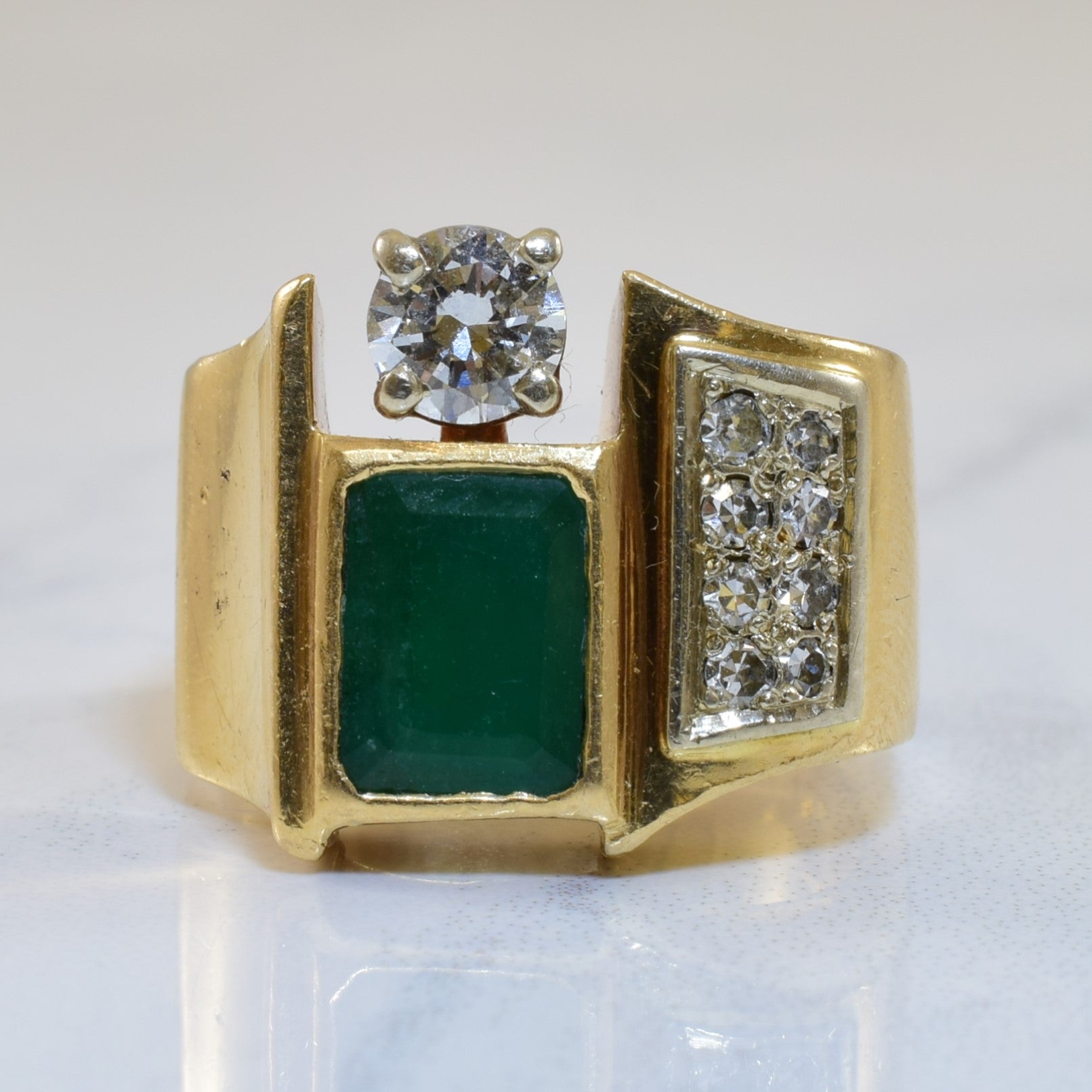 Emerald & Diamond Cocktail Ring | 1.50ct, 0.58ctw | SZ 5.5 |
