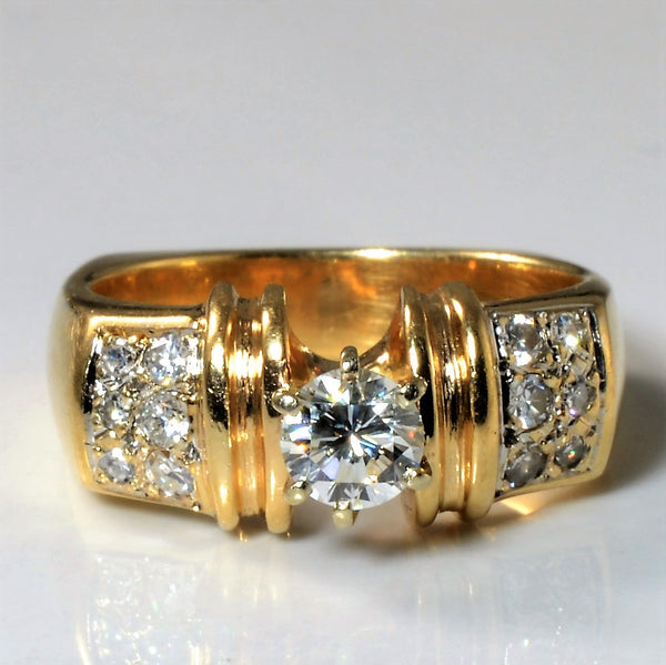 Pave Shouldered Diamond Engagement Ring | 0.60ctw | SZ 6.75 |