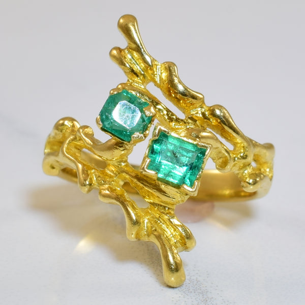 Abstract Emerald Bypass Ring | 0.50ctw | SZ 4.75 |