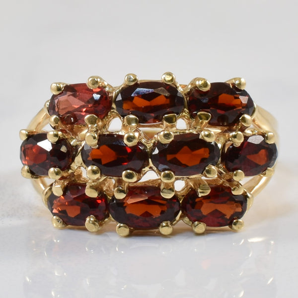 Garnet Cluster Split Shank Ring | 2.40ctw | SZ 7 |