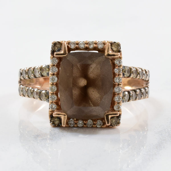 'Le Vian' Smoky Quartz & Champagne Diamond Halo Ring | 0.50ctw, 2.50ct | SZ 8.5 |