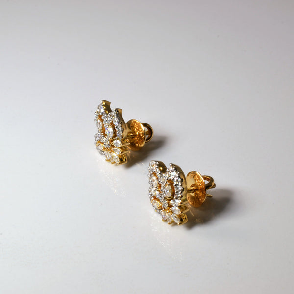 Floral Diamond Cluster Studs | 0.90ctw |