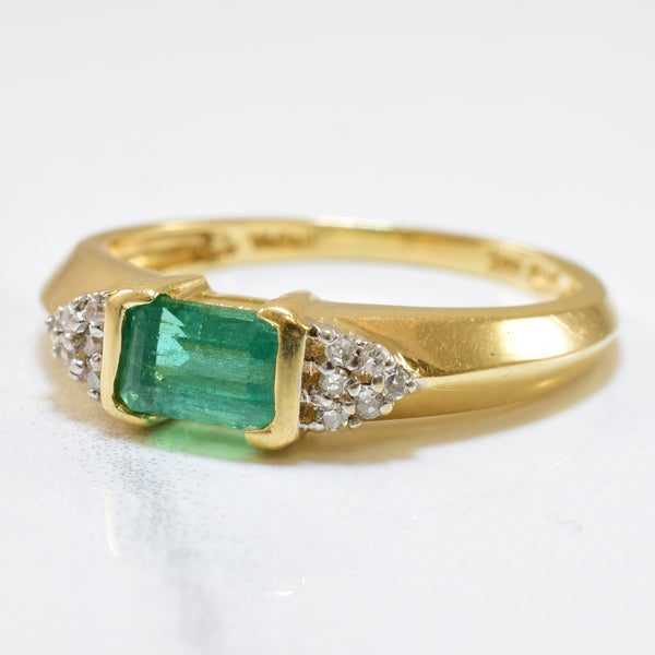 Knife Edge Emerald & Diamond Ring | 0.50ct, 0.06ctw | SZ 7 |