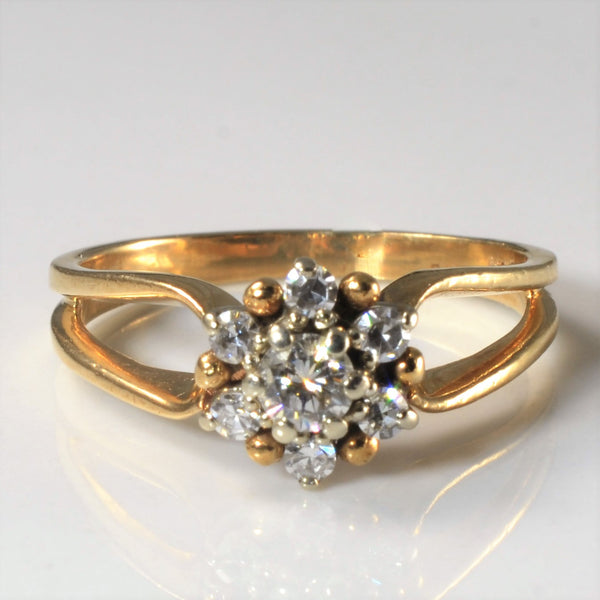 Split Shank Floral Diamond Cluster Ring | 0.30ctw | SZ 7.5 |