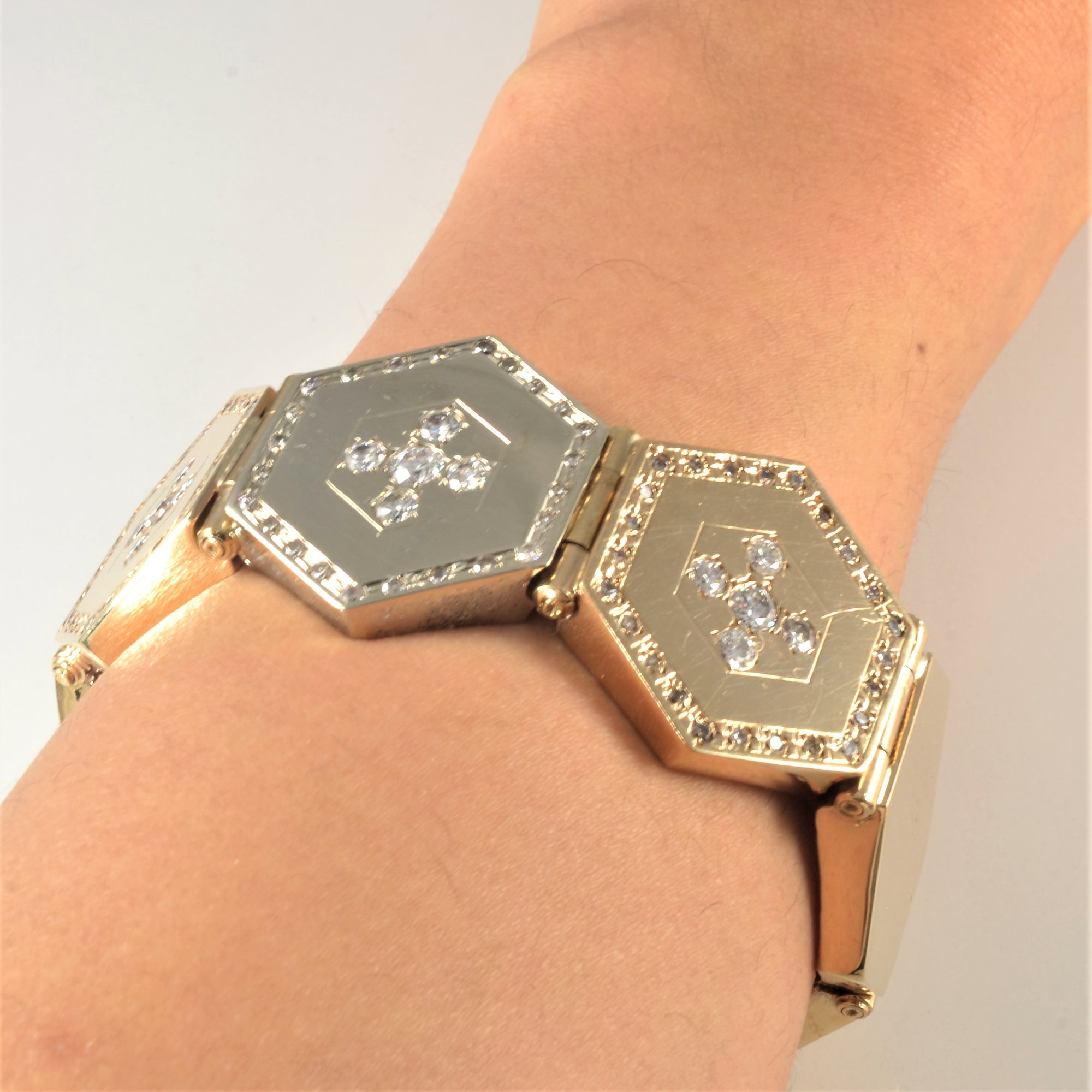 Two Tone Solid Honeycomb Bracelet | 3.42ctw | 8