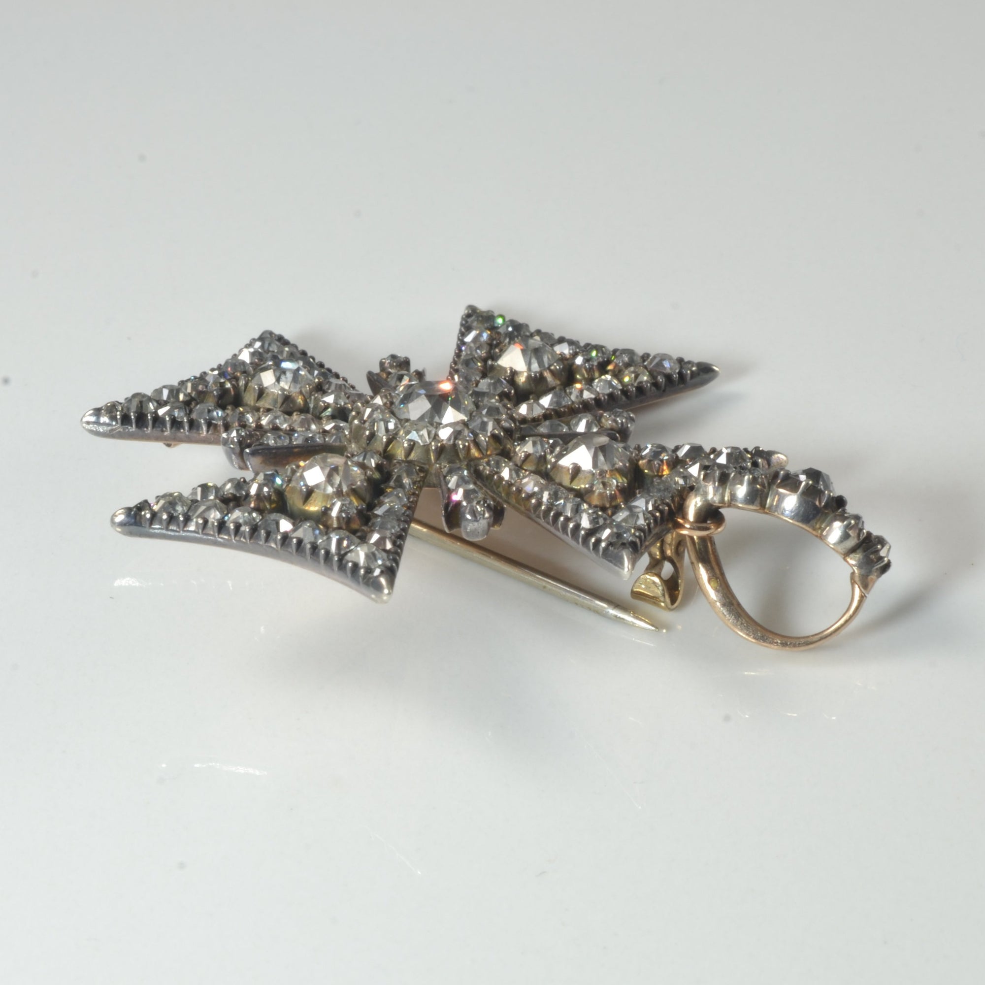 Georgian Era Diamond Huguenot Brooch/Pendant | 3.65ctw |