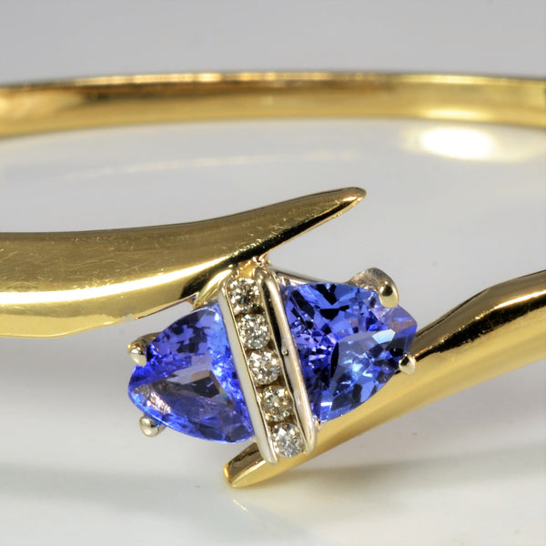 Bypass Tanzanite & Diamond Bangle Bracelet | 0.10 ctw, 7'' |