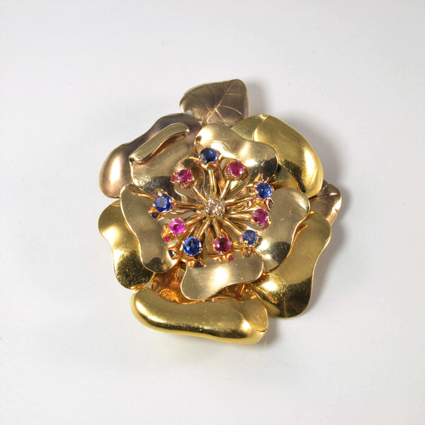 Multi Gem Floral Pendant/Brooch | 0.18ct, 0.60ctw, 0.75ctw|