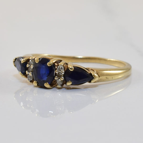 Three Stone Sapphire & Diamond Ring | 1.00ctw, 0.03ctw | SZ 7 |