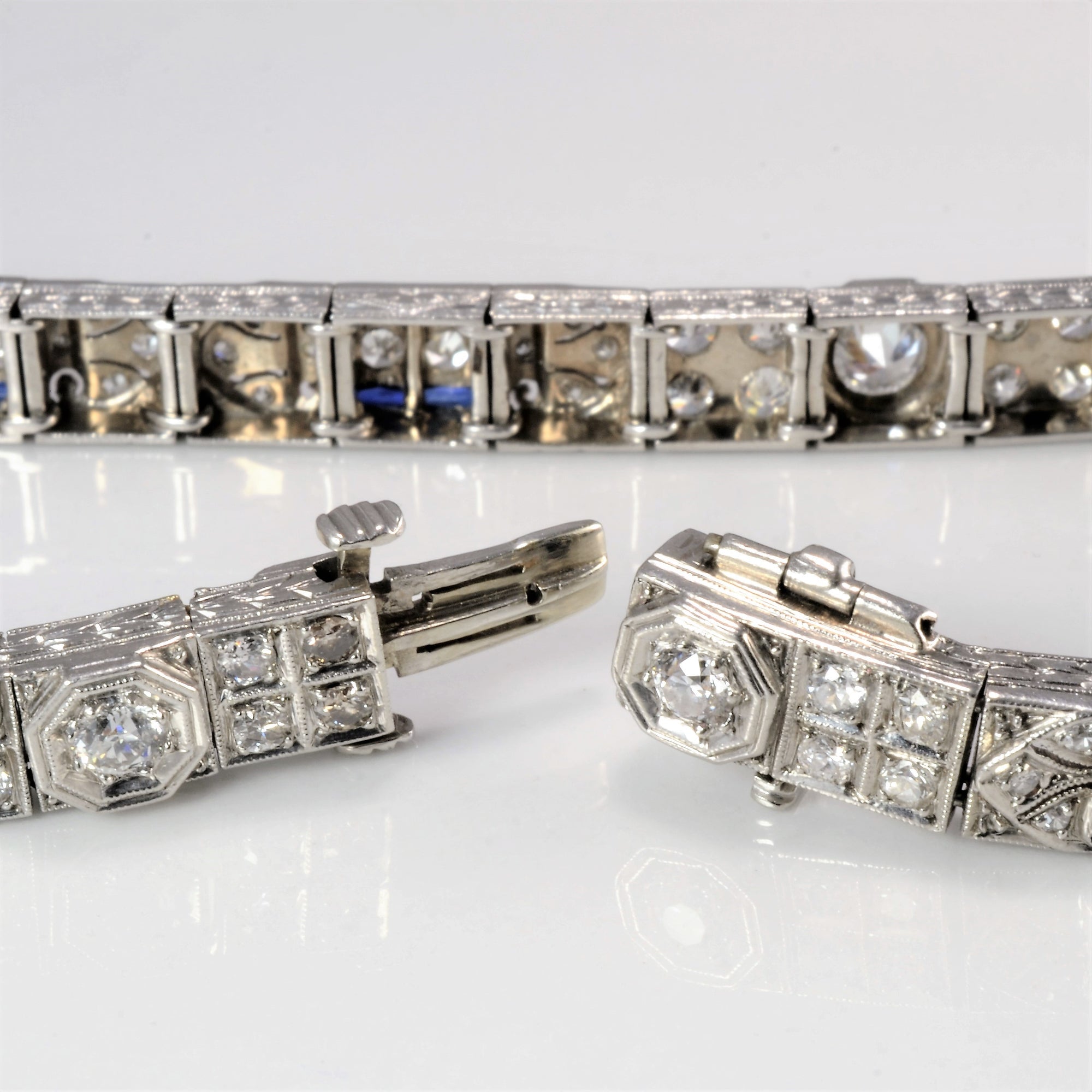 Art Deco Diamond & Sapphire Line Bracelet | 2.36 ctw |