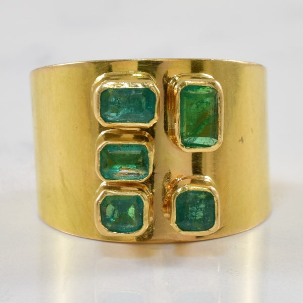 Geometric Emerald Wide Band Ring | 1.20ctw | SZ 7.75 |