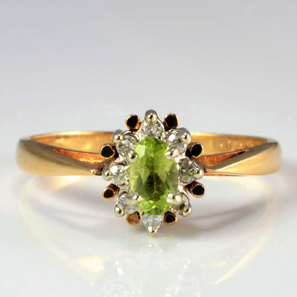 Peridot & Diamond Cocktail Ring | 0.08 ctw, SZ 6.25 |